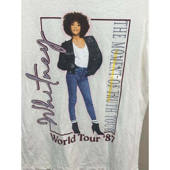 Whitney Houston The Moment of Truth Tour 87 T-Shirt White Graphic Tee - Picture 2 of 5